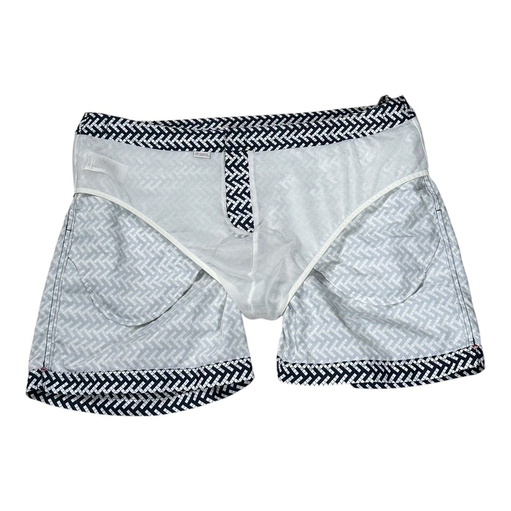 Orlebar Brown Bulldog Maro Navy Cloud Triangle Print Swim Trunks Size 40 - Picture 7 of 16